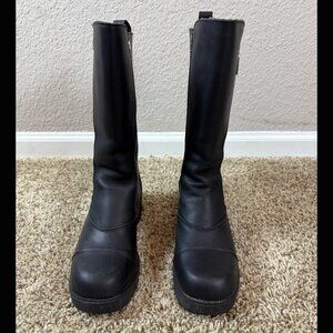 Black Harley Davidson Motorcycle Boots Double Zipper Engineer Style #82014 Sz 8